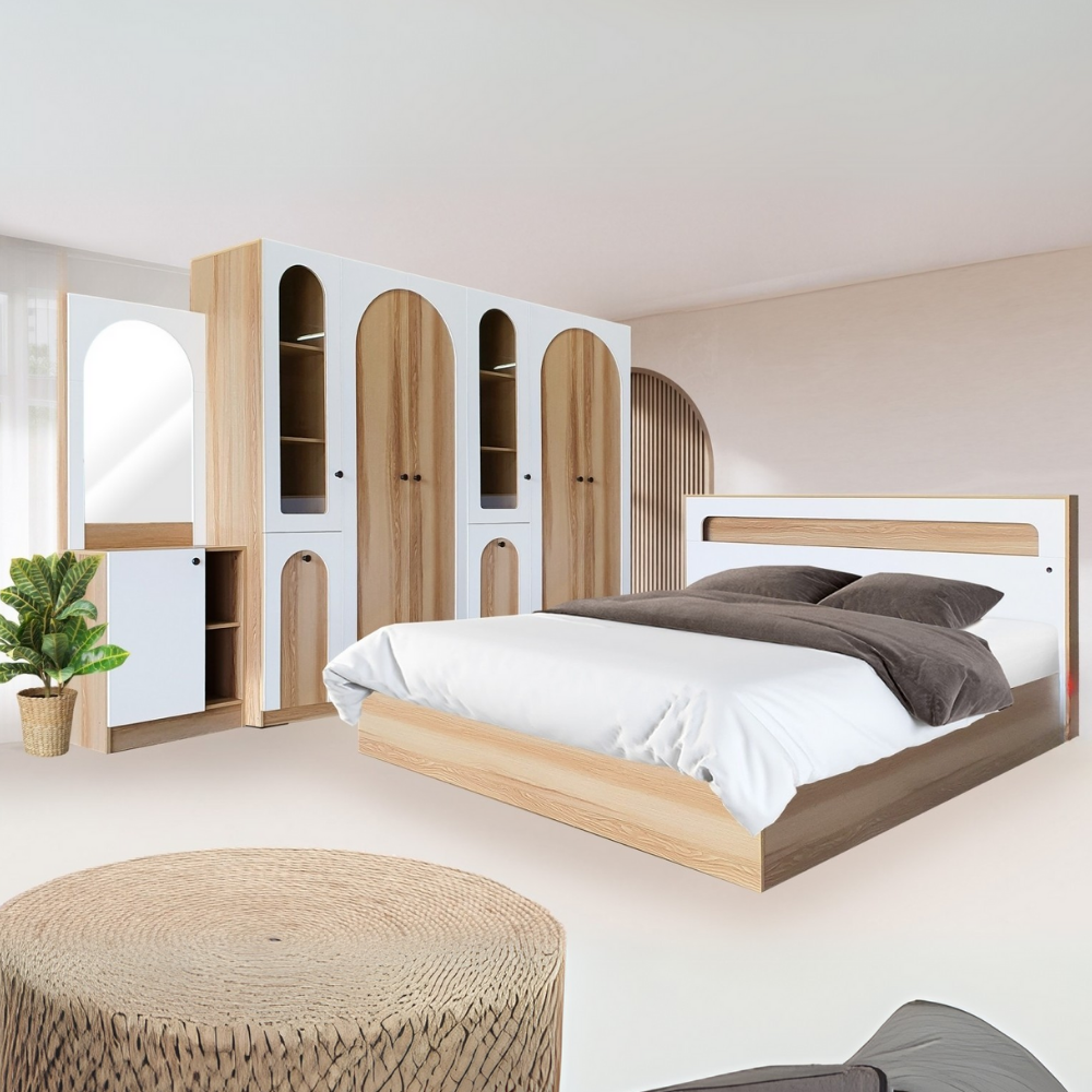 ชุดห้องนอน 6 ฟุต WISDOM DESIGN FURNITURE รุ่น ARISTA 11 สี แอช/ขาว_6